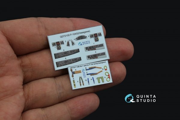 Quinta Studio QD72100 F-104G 3D-Printed &amp; coloured Interior on decal paper (Hasegawa) 1/72