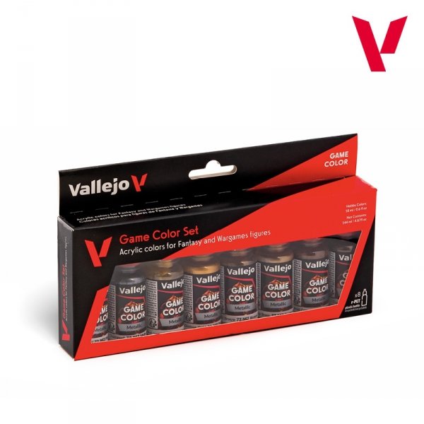 Vallejo 72303 Game Color Set - Metallic Colors - for Fantasy and Wargames figures 8x 18ml