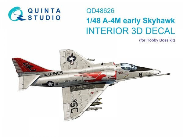 Quinta Studio QD48626 A-4M Skyhawk 3D-Printed &amp; coloured Interior on decal paper ( Hobby Boss ) 1/48