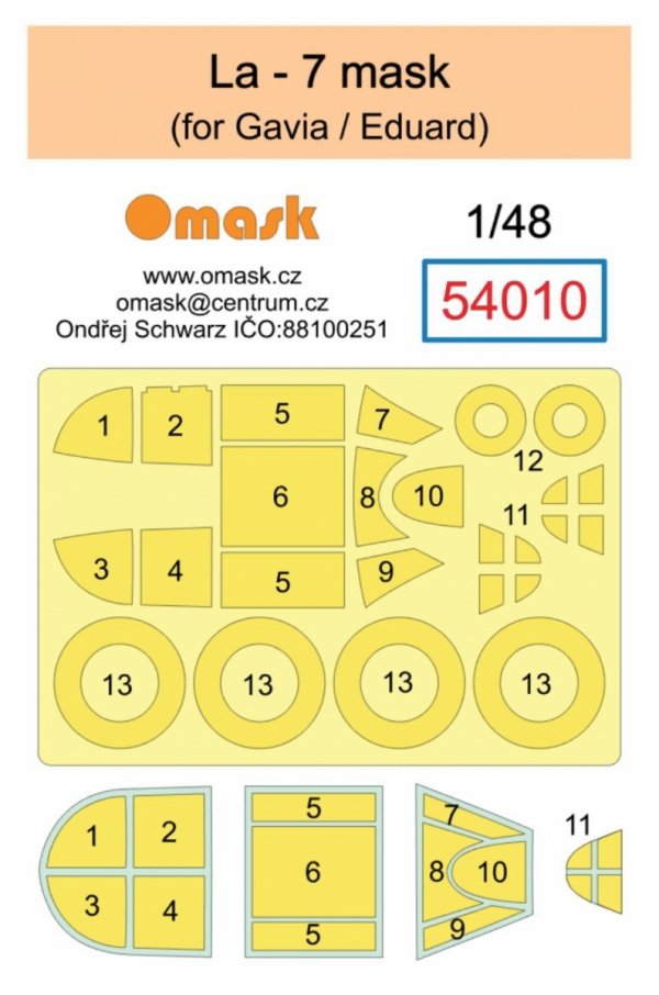 Omask 54010 La-7 mask (forGavia/Eduard) 1/48