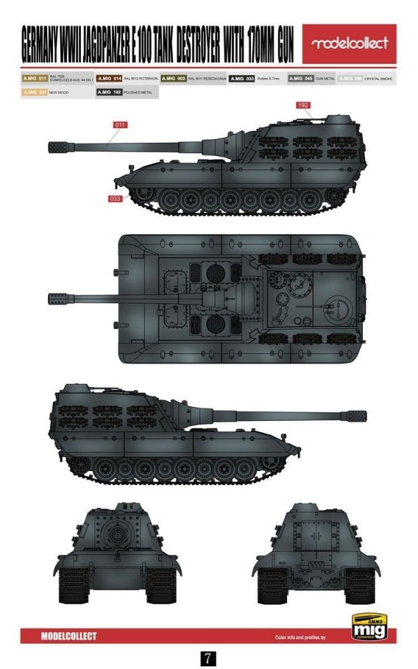 Modelcollect UA72116 Germany WWII Jagdpanzer E-100 Tank Destroyer with 170mm Gun (1:72)
