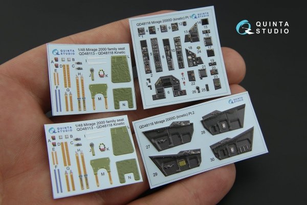 Quinta Studio QD48116 Mirage 2000D 3D-Printed &amp; coloured Interior on decal paper (for Kinetic kit) 1/48