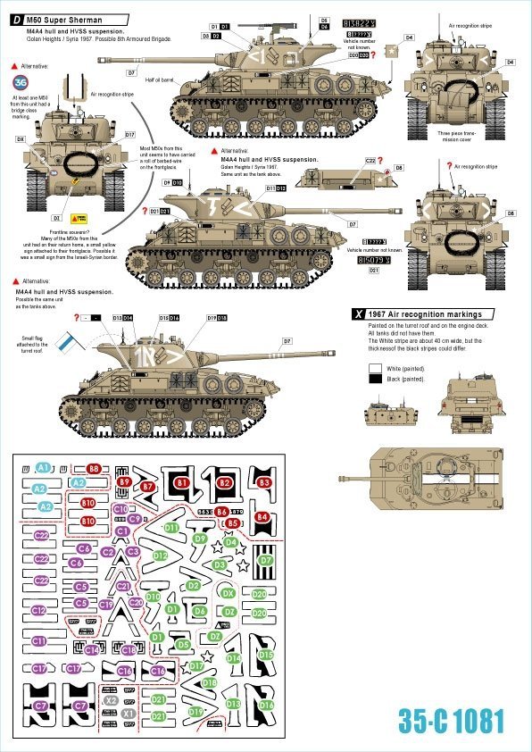 Star Decals 35-C1081 Reprint Israeli AFVs 5. M50 Super Sherman 1/35