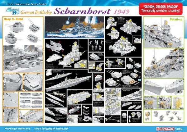 Dragon 1040 German Battleship Scharnhorst 1943