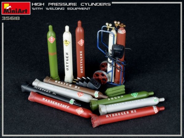 MiniArt 35618 HIGH PRESSURE CYLINDERS w/WELDING EQUIPMENT 1/35