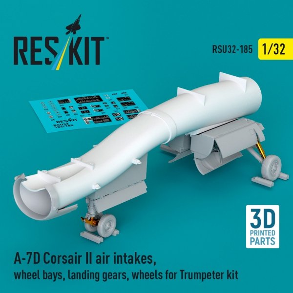 RESKIT RSU32-0185 A-7D Corsair II air intakes, wheel bays, landing gears, wheels for Trumpeter kit (3D Printed) (1/32)