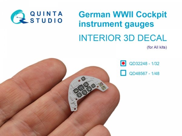 Quinta Studio QD32248 German WWII Cockpit instrument gauges 3D-Printed &amp; coloured Interior on decal paper (All Kits) 1/32