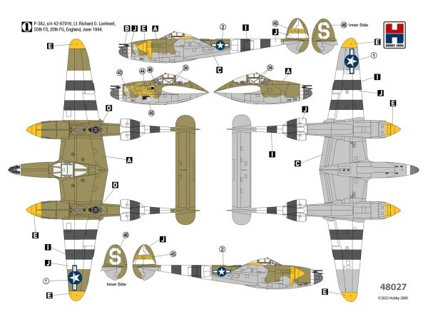 Hobby 2000 48027 P-38J Lightning ETO 1944 (ACADEMY+ CARTOGRAF + MASKI) 1/48