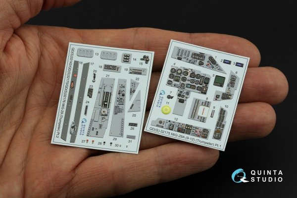 Quinta Studio QDS-32175 MiG-29 9-12 Fulcrum A 3D-Printed &amp; coloured Interior on decal paper (Trumpeter) (Small version) 1/32