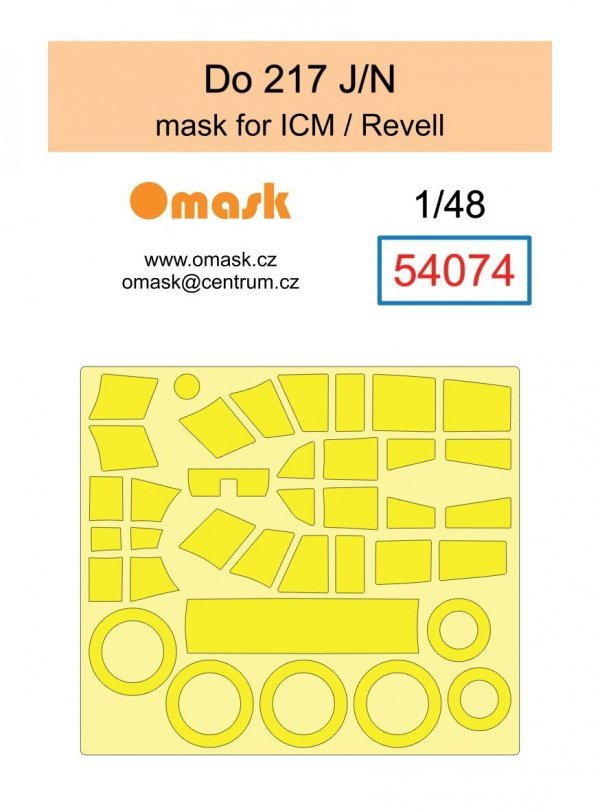 Omask 54074 Do 217 J/N mask (for ICM/Revell) clear parts yellow masking tape 1/48