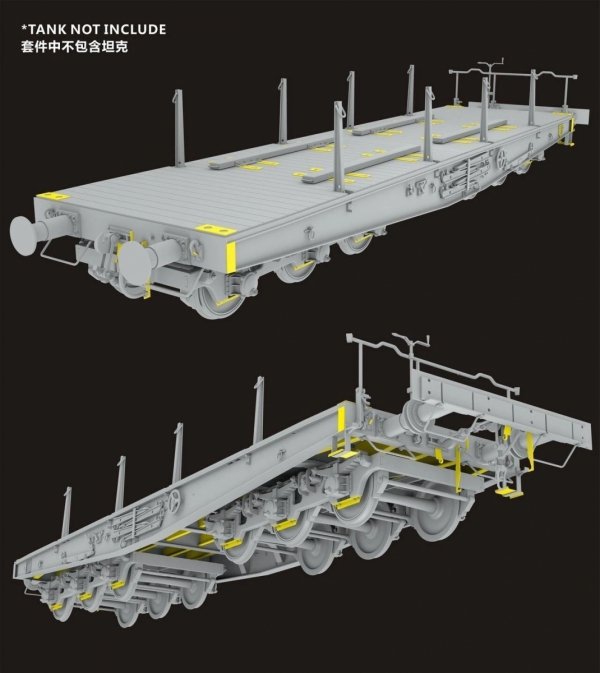 T-Model TK3501AG German 80T Type SSyms Flatcar Schwerer Platformwagen w/ Early Feature (Tank Not Included) (Gold Version) 1/35