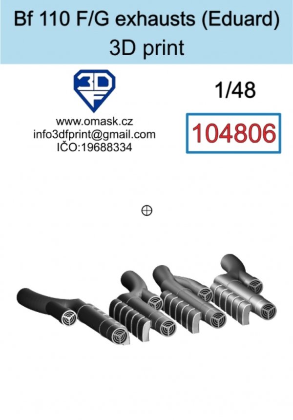 Omask 104806 Bf 110 F/G exhaust (for Eduard) 3D print 1/48