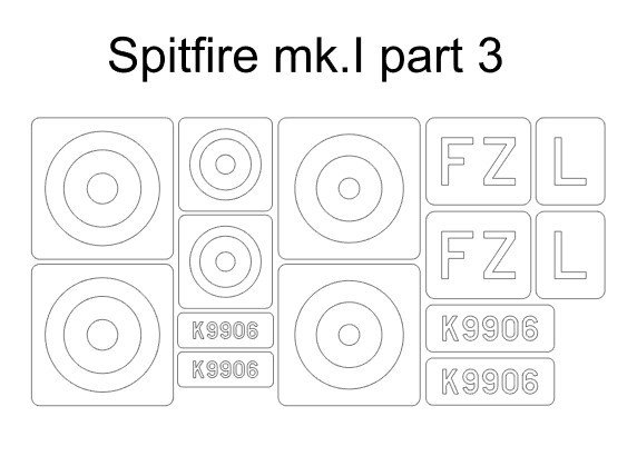 Omask 34015 Spitfire Mk.I part 3 (for Eduard 11143 kamo C) 1/48