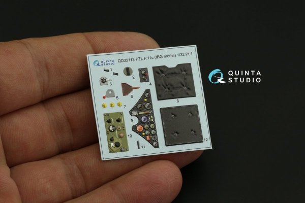 Quinta Studio QD32113 PZL P.11c 3D-Printed &amp; coloured Interior on decal paper (IBG model) 1/32