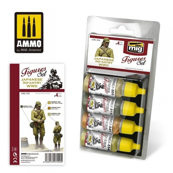 AMMO of Mig Jimenez 7040 Japanese Infantry WWII Figures Set 4x17ml