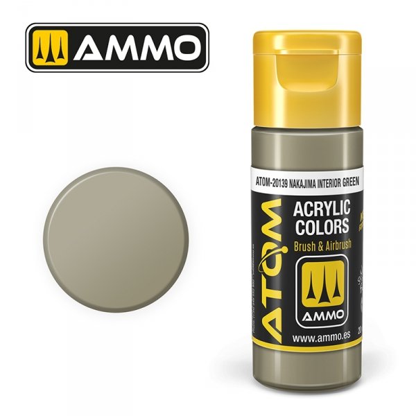 AMMO of Mig Jimenez 20139 ATOM COLOR Nakajima Interior Green 20ml