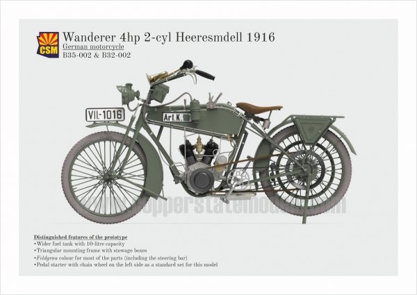 Copper State Models B35-002 Wanderer 4PS 1916 Motorcycle 1/35