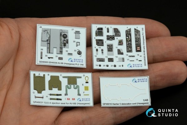 Quinta Studio QD48305 AV-8B Early 3D-Printed &amp; coloured Interior on decal paper (Hasegawa) 1/48