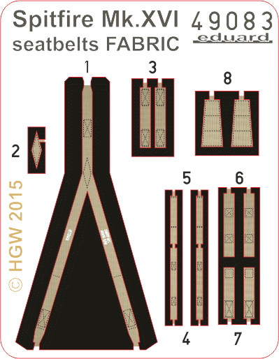 Eduard 49083 Spitfire Mk. XVI seatbelts FABRIC 1/48 EDUARD