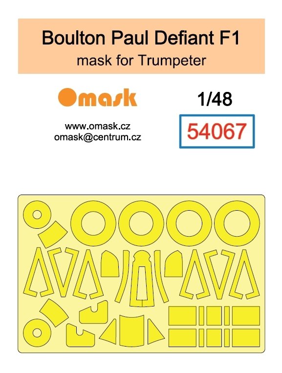 Omask 54067 Boulton Paul Defiant F1 mask (for Trumpeter) 1/48