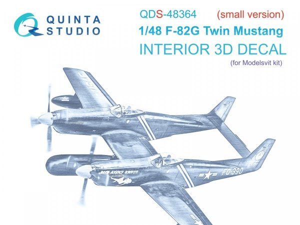 Quinta Studio QDS-48364 F-82G Twin Mustang 3D-Printed &amp; coloured Interior on decal paper (Modelsvit) (Small version) 1/48