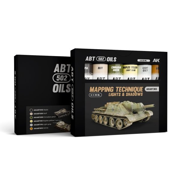 AK Interactive ABT303 Mapping Technique Lights and Shadows Set 6x20ml