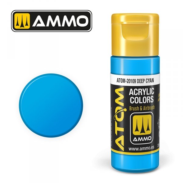 AMMO of Mig Jimenez 20109 ATOM COLOR Deep Cyan 20ml