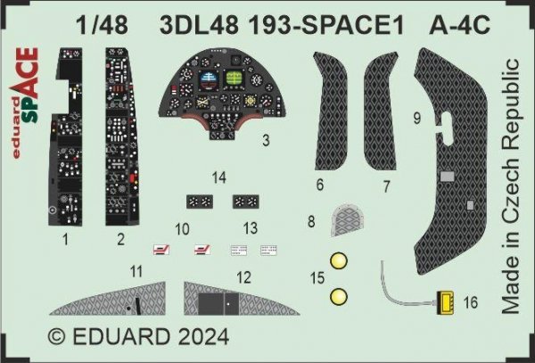 Eduard 3DL48193 A-4C SPACE HOBBY 2000, HASEGAWA 1/48
