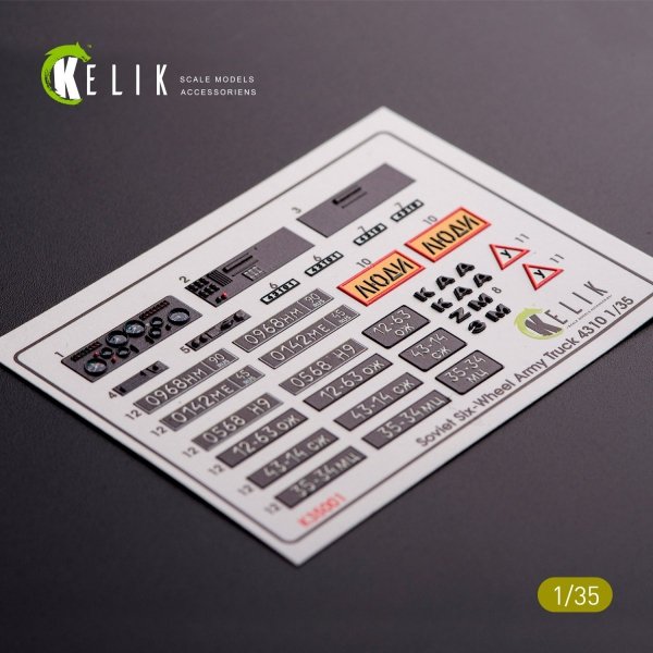 KELIK K35001 KAMAZ 4310 INTERIOR AND EXTERIOR 3D DECALS FOR ANY KIT 1/35
