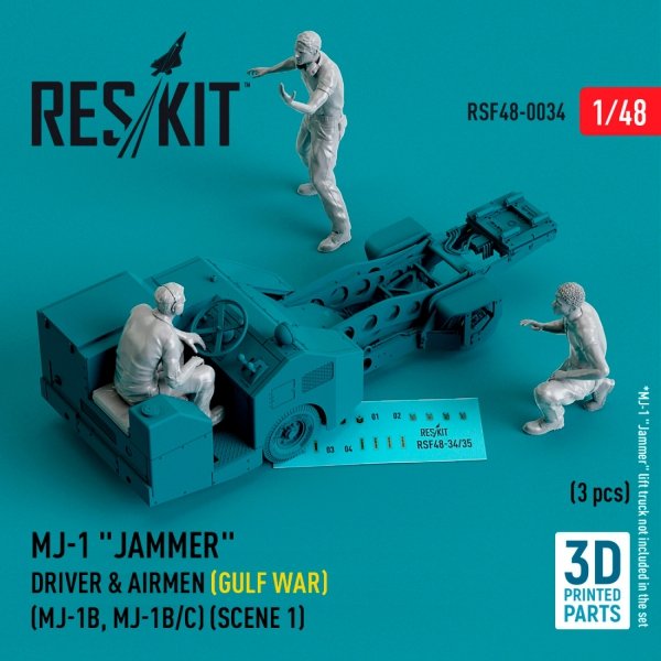 RESKIT RSF48-0034 MJ-1 Jammer Driver airmens (Gulf War) (MJ-1B, MJ-1B/C) (scene 1) (3 pcs) (3D Printed) 1/48