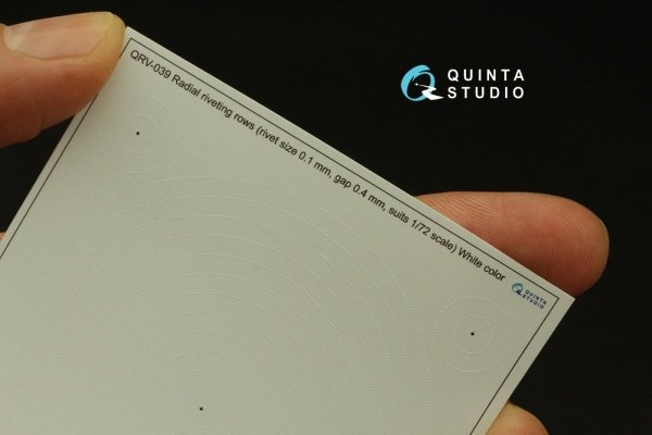 Quinta Studio QRV-042 Radial riveting rows (rivet size 0.25 mm, gap 1.0 mm, suits 1/24), White color 1/24