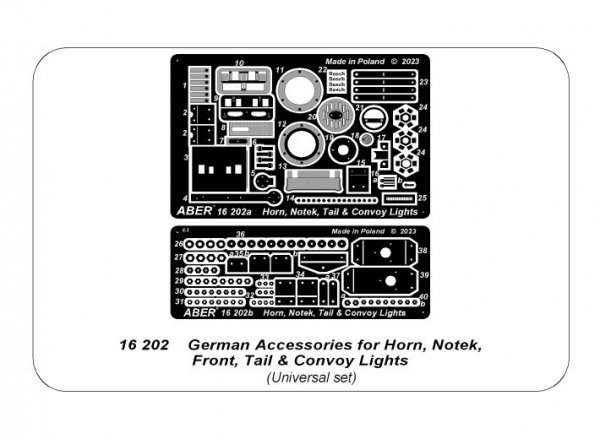 Aber 16202 German Accessories for Horn, Notek, Front, Tail Convoy Lights 1/16