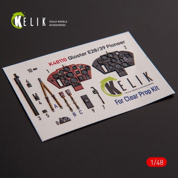 KELIK K48110 Gloster E28/39 Pioneer - interior 3D decals for ClearProp kit 1/48