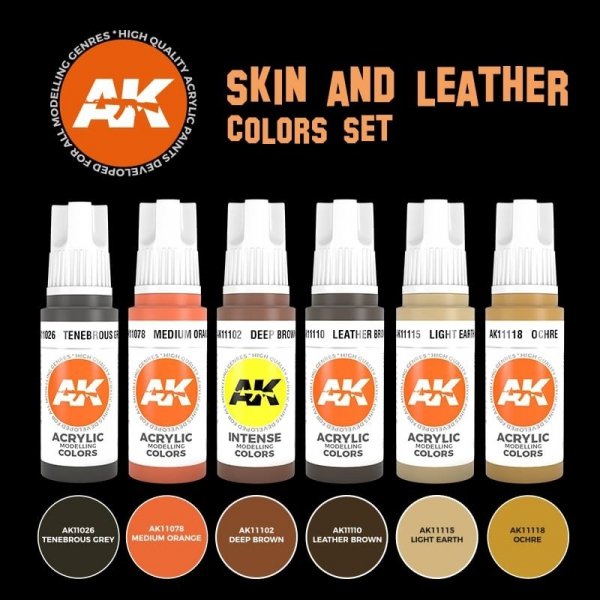 AK Interactive AK11613 3G SKIN AND LEATHER COLORS SET