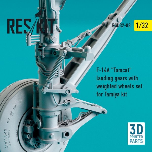 RESKIT RSU32-0088 F-14A &quot;TOMCAT&quot; LANDING GEARS WITH WEIGHTED WHEELS SET FOR TAMIYA KIT (3D PRINTED) 1/32