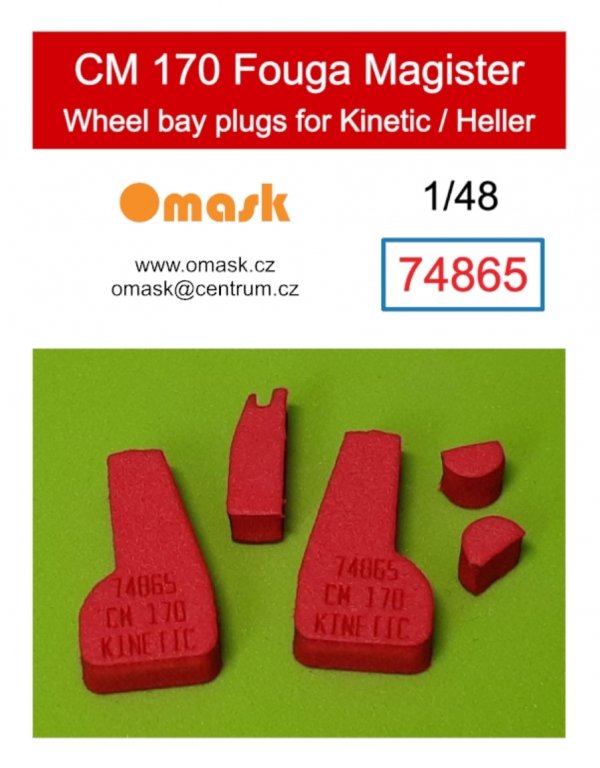 Omask 74865 CM 170 Fouga Magister wheel bay plugs (for Kinetic/Heller) 1/48