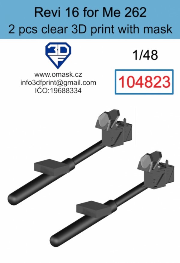 Omask 104823 Revi 16 for Me 262 Clear 3D Print (2 pcs) 1/48