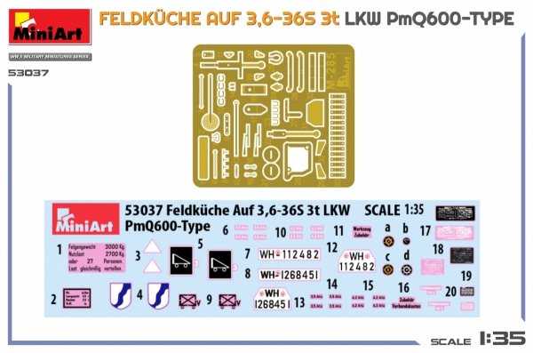 Mini Art 53037 Feldkuche Auf 3,6-36S 3t LKW PmQ600-Type 1/35