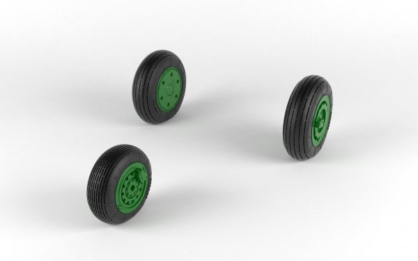 Armory Models AW48027 Mikoyan MiG-21 Fishbed wheels w/ weighted tires, early 1/48