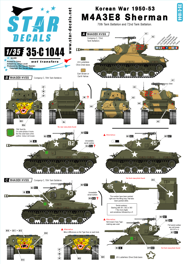 Star Decals 35-C1166 USMC Shermans - Korean War 1950-53 1/35