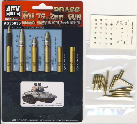 AFV Club AG35036 BRASS Ru 76.2mm Gun Ammo Set 1/35