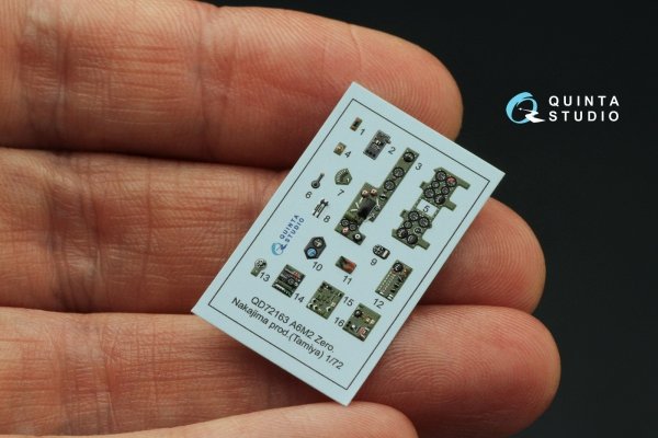 Quinta Studio QD72163 A6M2 Zero (Nakajima Prod.) 3D-Printed coloured Interior on decal paper (Tamiya) 1/72