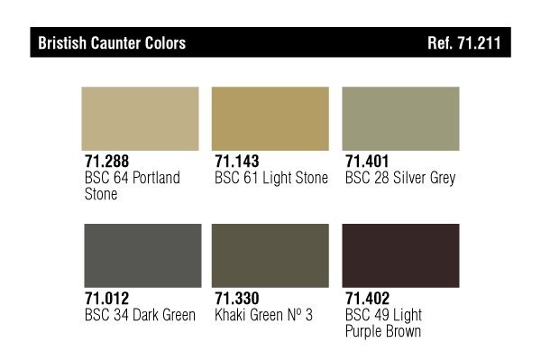 Vallejo 71211 British Caunter Colors (6x17ml)