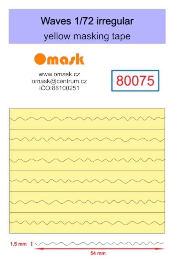 Omask 80075 irregular waves 1.5x54mm  (yellow masking tape) 1/72