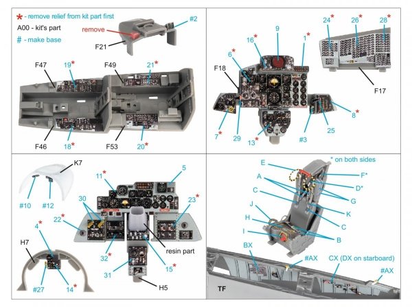 Quinta Studio QD+48370 F-4E late without DMAS 3D-Printed &amp; coloured Interior on decal paper (Meng) (with 3D-printed resin parts) 1/48