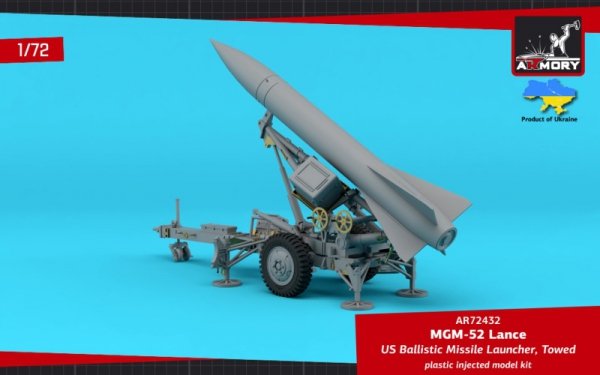 Armory Models 72432 MGM-52 Lance, US Tactical Ballistic Surface-to-Surface Missile on towed launcher 1/72