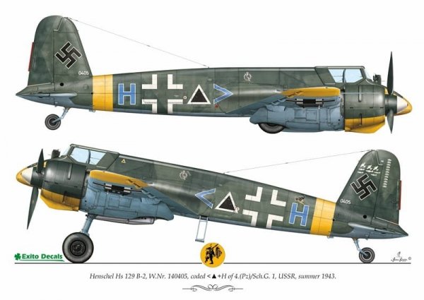 Exito ED72004 DECALS Luftwaffe Ground Attackers vol.1 - Ju 87 D-3, Hs 129, Fw 190F-8 1/72
