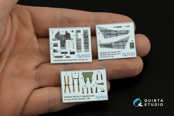 Quinta Studio QD48343 Sea Harrier FRS.1 3D-Printed &amp; coloured Interior on decal paper (Kinetic) 1/48
