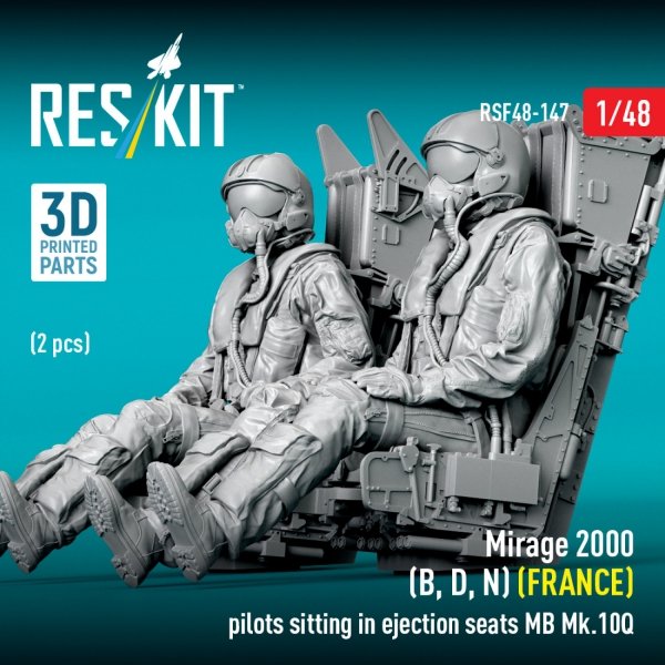 RESKIT RSF48-0147 Mirage 2000 (B, D, N) (FRANCE) pilots sitting in ejection seats MB Mk.10Q (2 pcs) (3D Printed) (1/48)