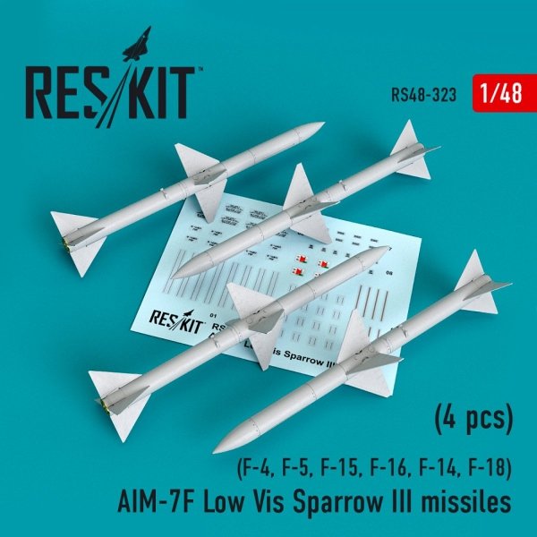 RESKIT RS48-0323 AIM-7F LOW VIS SPARROW III MISSILES (4PCS) 1/48
